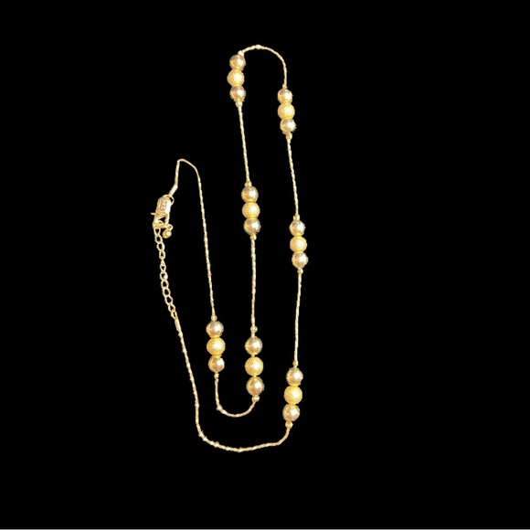 Etienne Aigner Gold Tone Necklace With Textured & Smooth Beads - Picture 2 of 6